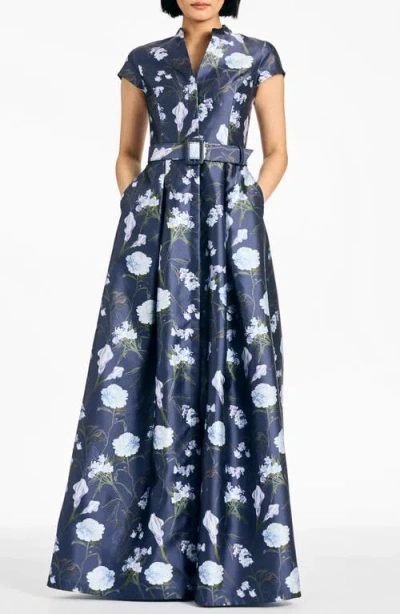 Sachin & Babi Sachin Babi Marta Floral Gown In Blue