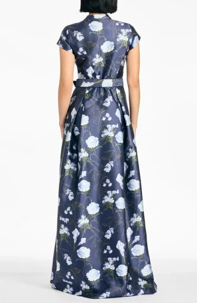 Sachin & Babi Sachin Babi Marta Floral Gown In Blue