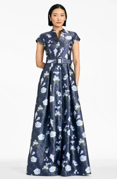 Sachin & Babi Sachin Babi Marta Floral Gown In Blue