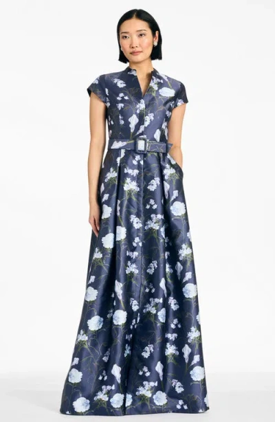 Sachin & Babi Sachin Babi Marta Floral Gown In Blue