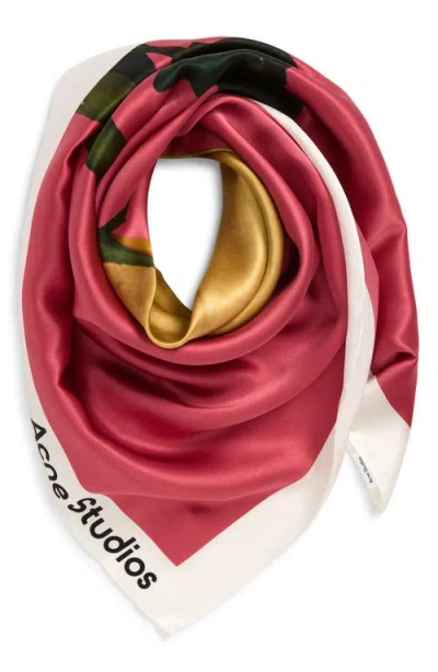 Acne Studios Vasco Rose Midsummer Silk Square Scarf In Multi