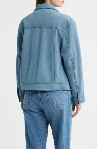 Frye Cow Split Leather Jacket In Blue