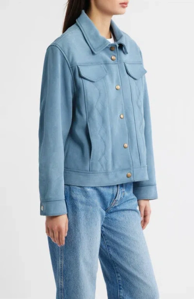 Frye Cow Split Leather Jacket In Blue
