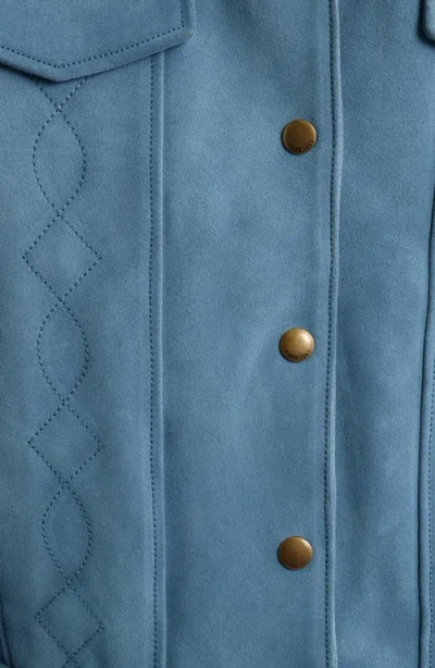 Frye Cow Split Leather Jacket In Blue