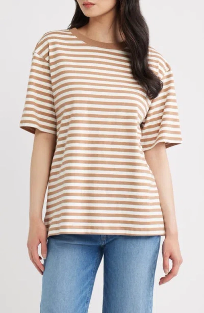 Good American The Overized Stripe T-shirt In Multi