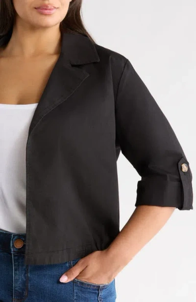 Wit & Wisdom Roll Tab Open Front Soft Blazer In Black