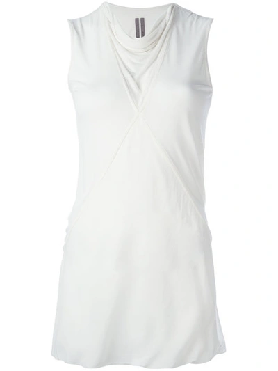 Rick Owens Draped Collar Tank Top In White