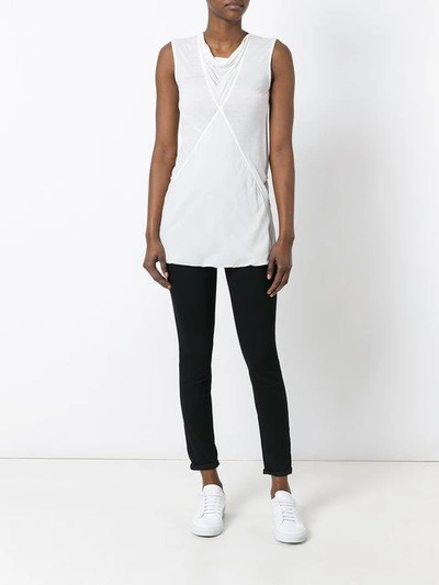 Shop Rick Owens Draped Collar Tank Top In White