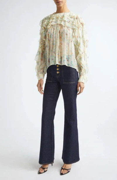 Ulla Johnson Delfina Long-sleeve Silk Chiffon Blouse In White