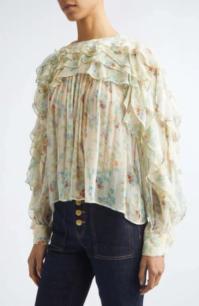 Ulla Johnson Delfina Long-sleeve Silk Chiffon Blouse In White