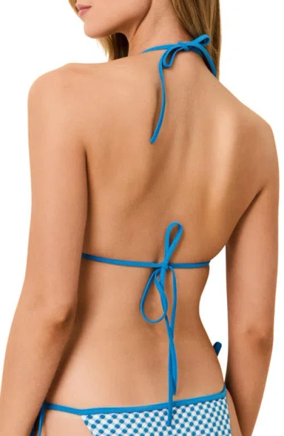 Solid & Striped The Iris Gingham Bikini Top In Blue