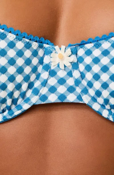 Solid & Striped The Daphne Bikini Top In Cosmic Blue Gingham In Blue