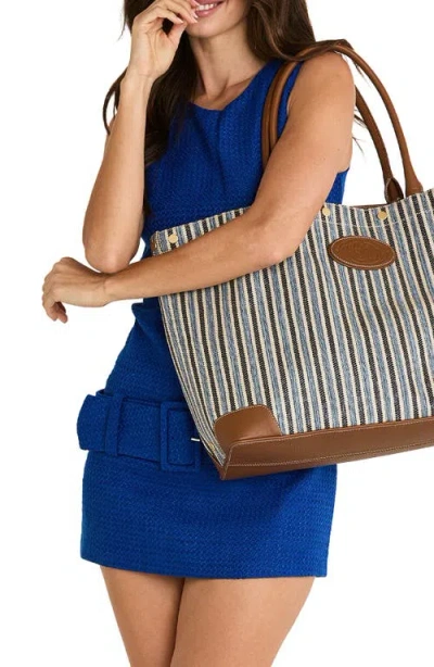 Hammitt Olympia Tote Cabana Blue Brushed Gold In Gray