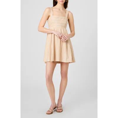 French Connection Aspen Striped Babydoll Mini Dress In Neutral