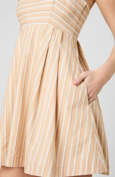 French Connection Aspen Striped Babydoll Mini Dress In Neutral