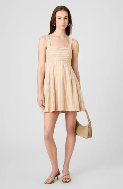 French Connection Aspen Striped Babydoll Mini Dress In Neutral