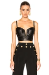 BALMAIN LEATHER CROPPED BRA TOP