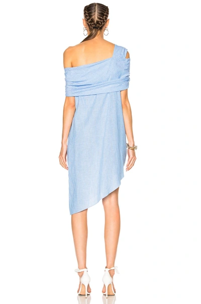 Shop Baja East Cotton Stripe Dress In Blue,stripes