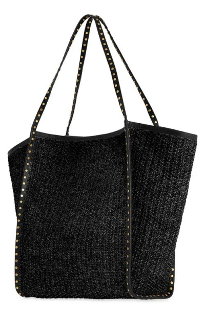Rebecca Minkoff Dylan Medium Raffia Tote Bag In Black
