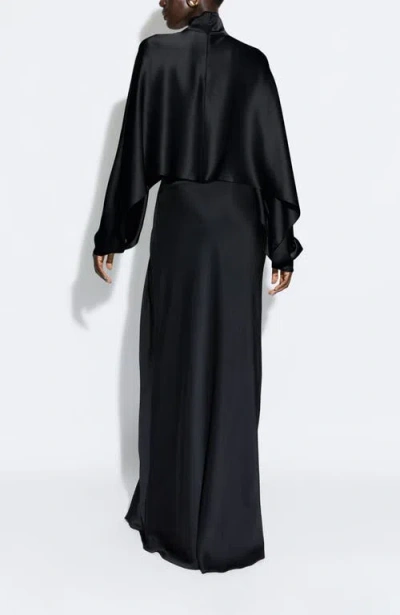 Lapointe Satin Caftan Top In Black
