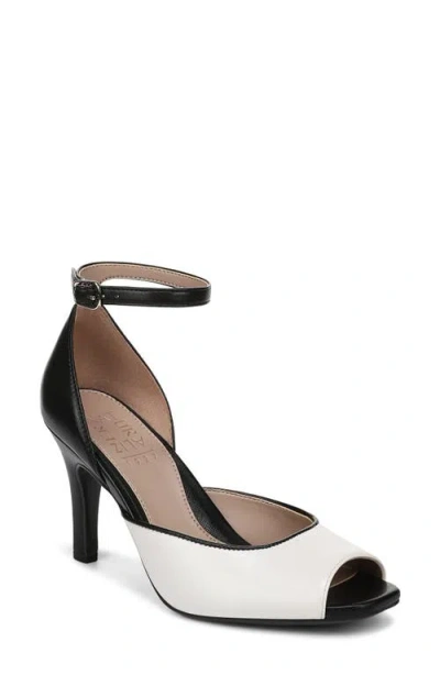 Naturalizer Asha Ankle Strap Peep Toe Pump In White