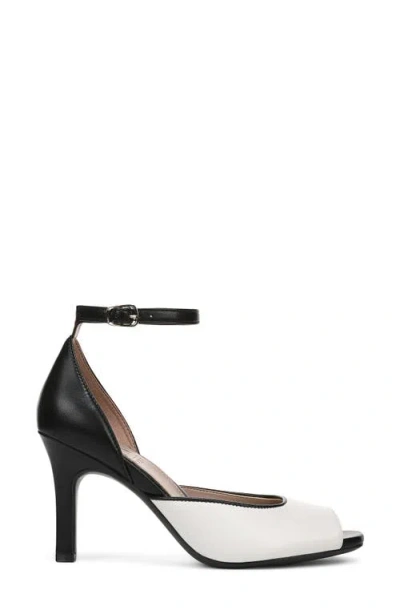 Naturalizer Asha Ankle Strap Peep Toe Pump In White