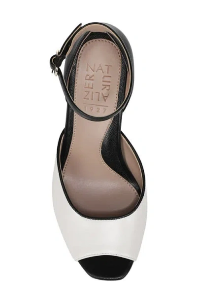 Naturalizer Asha Ankle Strap Peep Toe Pump In White