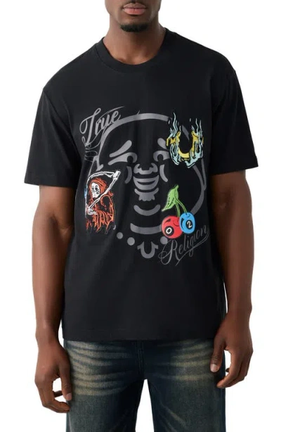 True Religion Buddha Face Cotton Graphic T-shirt In Black