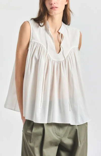 Derek Lam 10 Crosby Chase Semisheer Sleeveless Top In White