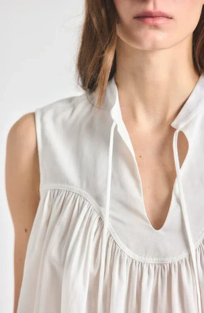 Derek Lam 10 Crosby Chase Semisheer Sleeveless Top In White