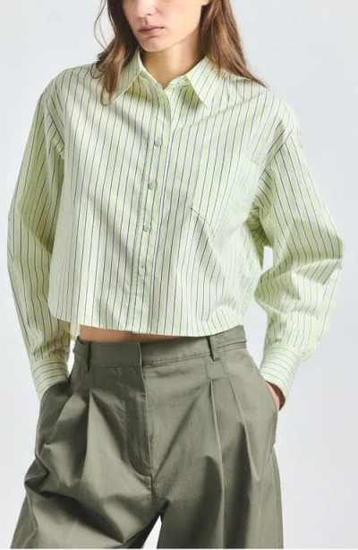 Derek Lam 10 Crosby Evelina Cropped Button Up Shirt In Green