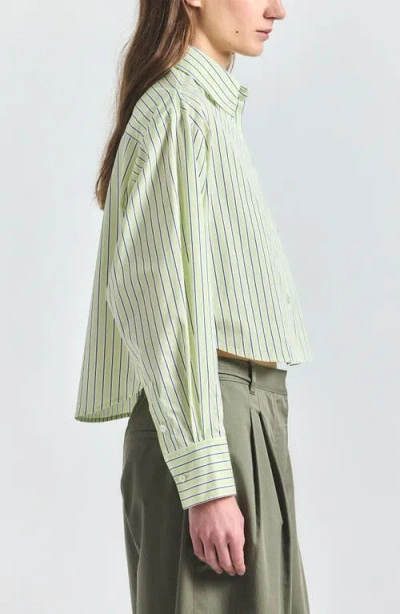 Derek Lam 10 Crosby Evelina Cropped Button Up Shirt In Green