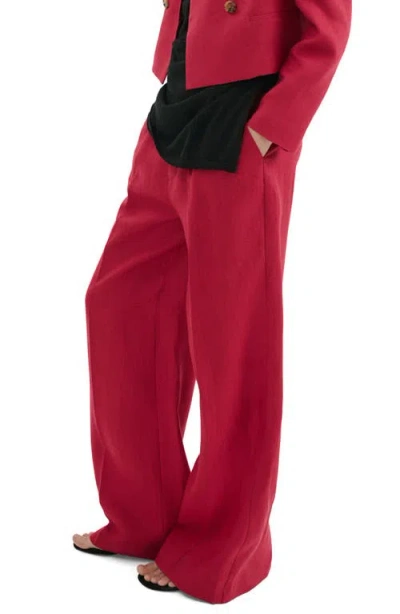 Mango Mid-rise Lyocell Pants In Red