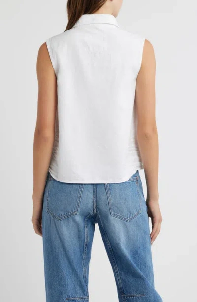 Frank & Eileen Sleeveless Collared Top In Blue