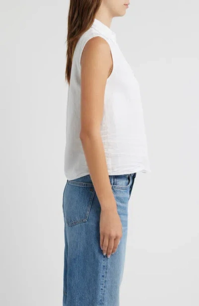 Frank & Eileen Sleeveless Collared Top In Blue