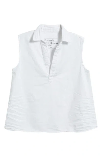 Frank & Eileen Sleeveless Collared Top In Blue