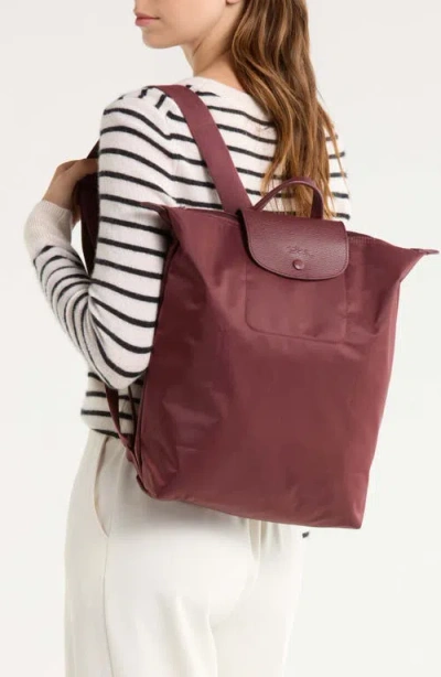 Longchamp Medium Le Pliage One Backpack In Burgundy