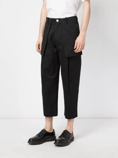 Shop Aganovich External Pockets Cropped Trousers - Black