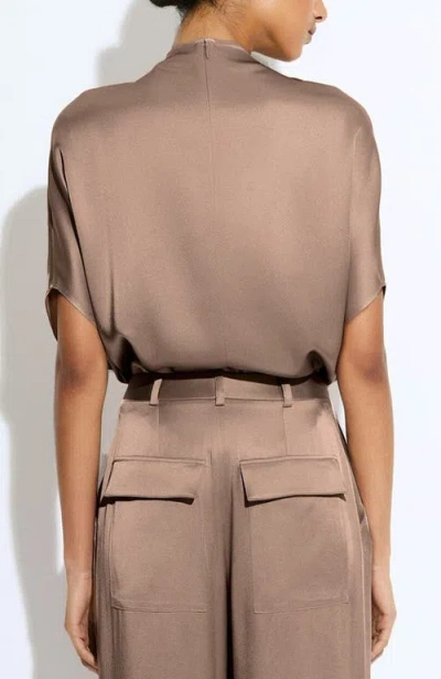 Lapointe Satin Cape Tee In Brown