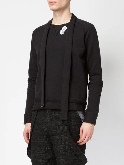 Shop Aganovich Tied Neck Sweatshirt - Black