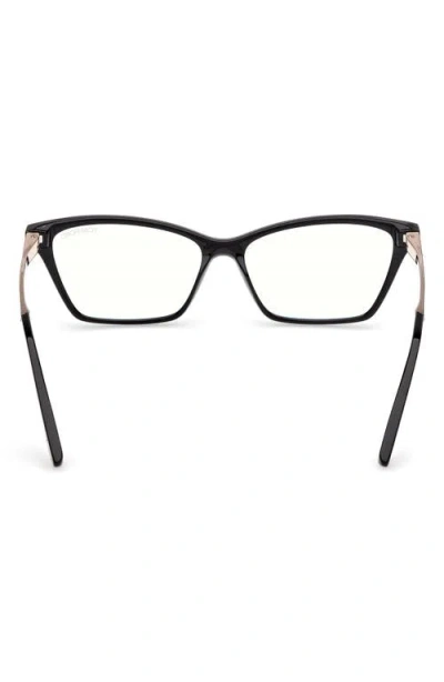 Tom Ford 56mm Blue Block Rectangular Eyeglasses In Black
