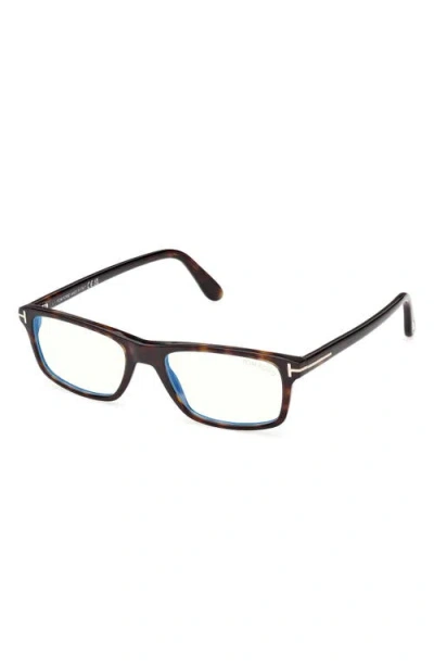 Tom Ford 53mm Rectangular Blue Light Blocking Glasses In Brown