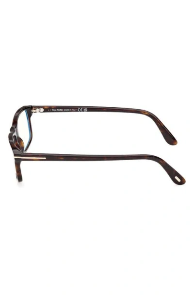 Tom Ford 53mm Rectangular Blue Light Blocking Glasses In Brown