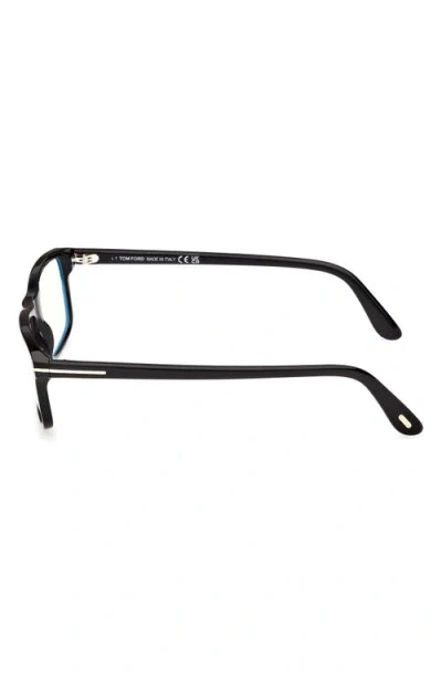 Tom Ford 53mm Rectangular Blue Light Blocking Glasses In Black
