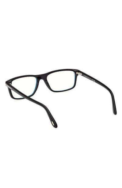 Tom Ford 53mm Rectangular Blue Light Blocking Glasses In Black