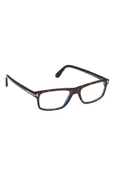 Tom Ford 53mm Rectangular Blue Light Blocking Glasses In Brown