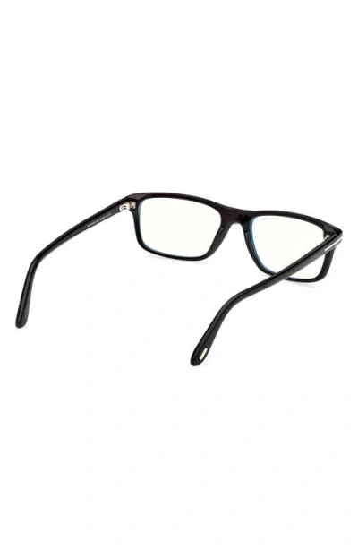 Tom Ford 53mm Rectangular Blue Light Blocking Glasses In Black