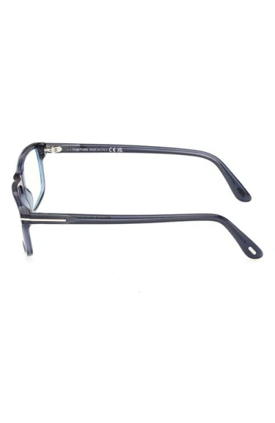 Tom Ford 53mm Rectangular Blue Light Blocking Glasses In Blue