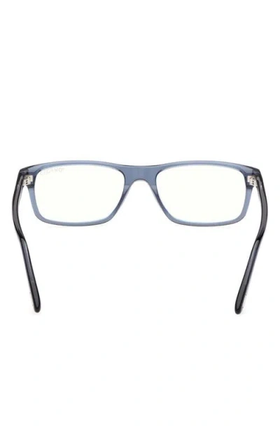Tom Ford 53mm Rectangular Blue Light Blocking Glasses In Blue