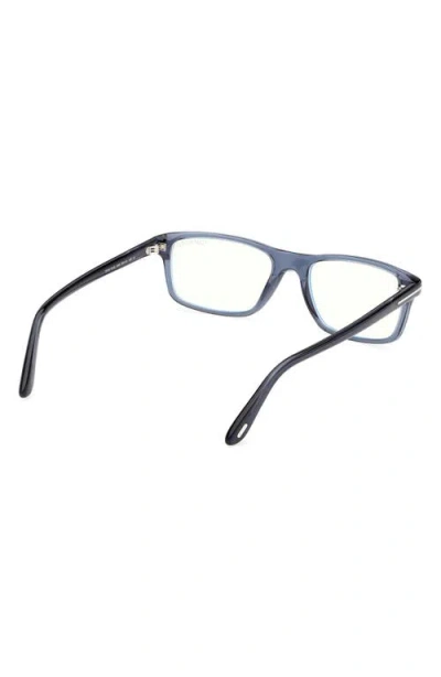 Tom Ford 53mm Rectangular Blue Light Blocking Glasses In Blue